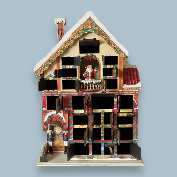 Costco Wooden Advent Calendar Victorian House With Santa 24 Compartment - Picture 2 of 14